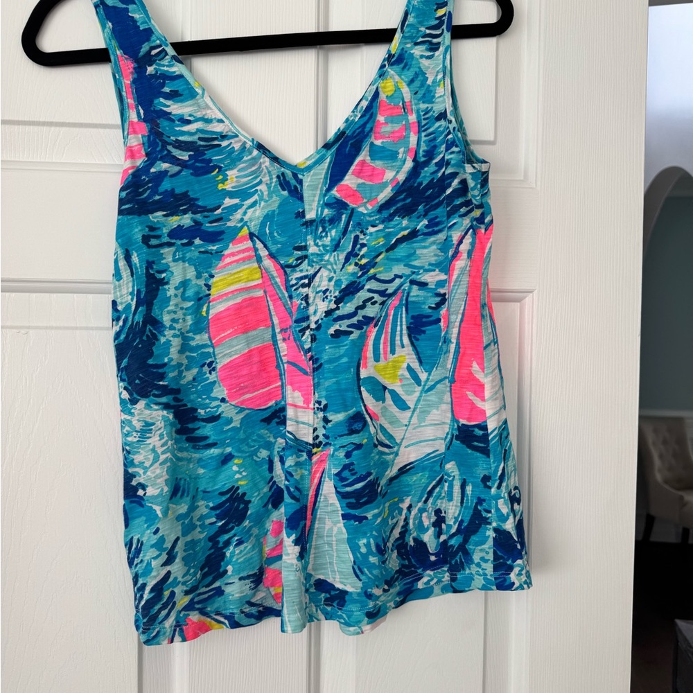 Lilly Pulitzer Vibrant Blue and Pink Sleeveless Tank